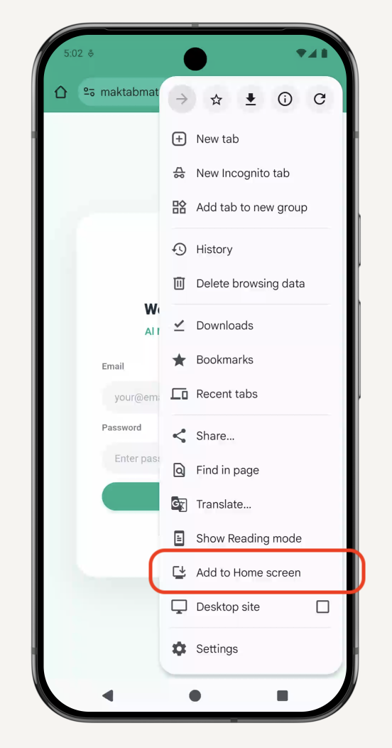 Chrome three-dot menu highlighted