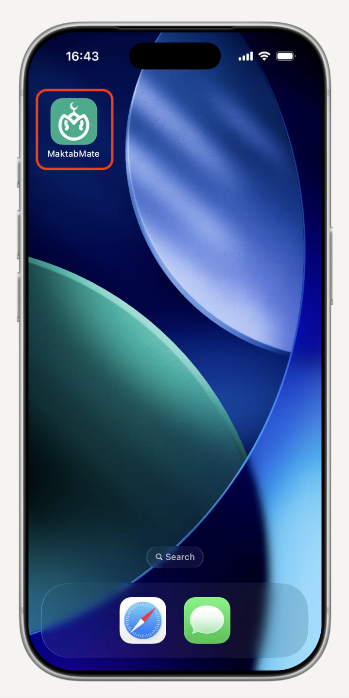 MaktabMate icon on iPhone home screen